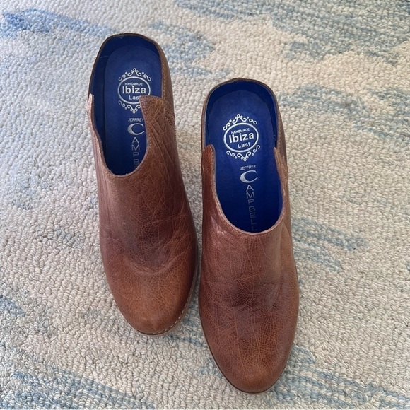 JEFFREY CAMPBELL MULES Western Ibiza Brown Leather Stack Heel Booties Size 8.5 - Picture 10 of 13